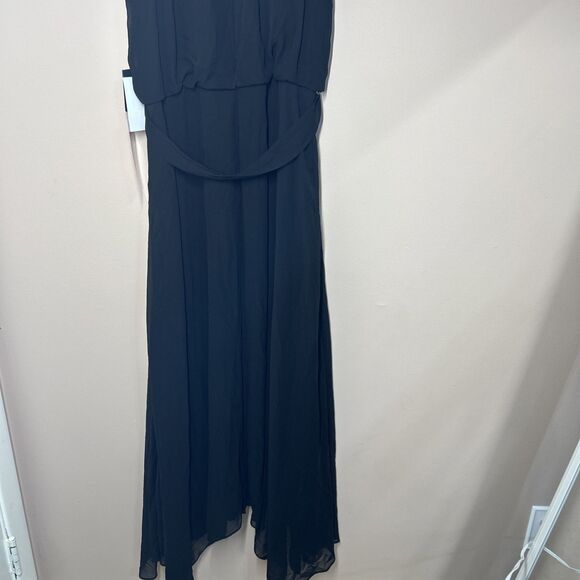 NWT ADRIANNA PAPELL Jersey Chiffon-Overlay Jumpsuit Black Sz 12 $179 On Tag - Picture 7 of 10